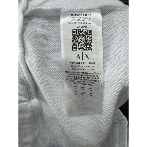 A X ARMANI EXCHANGE Men's Elastic-Waist Shorts, White, Size M - Picture 5 of 7